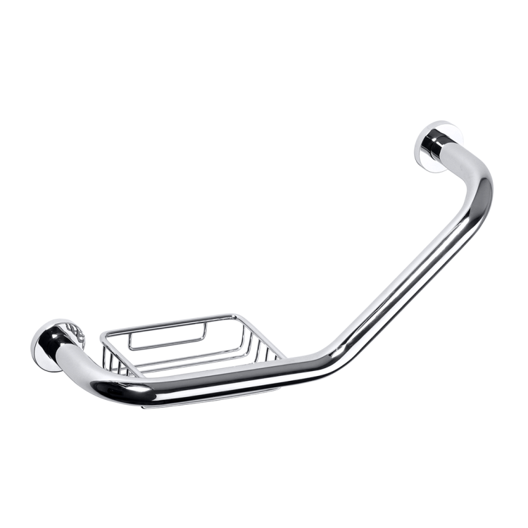 Poręcz kątowa ścienna z mydelniczką 46x22 cm chromowana 106107031