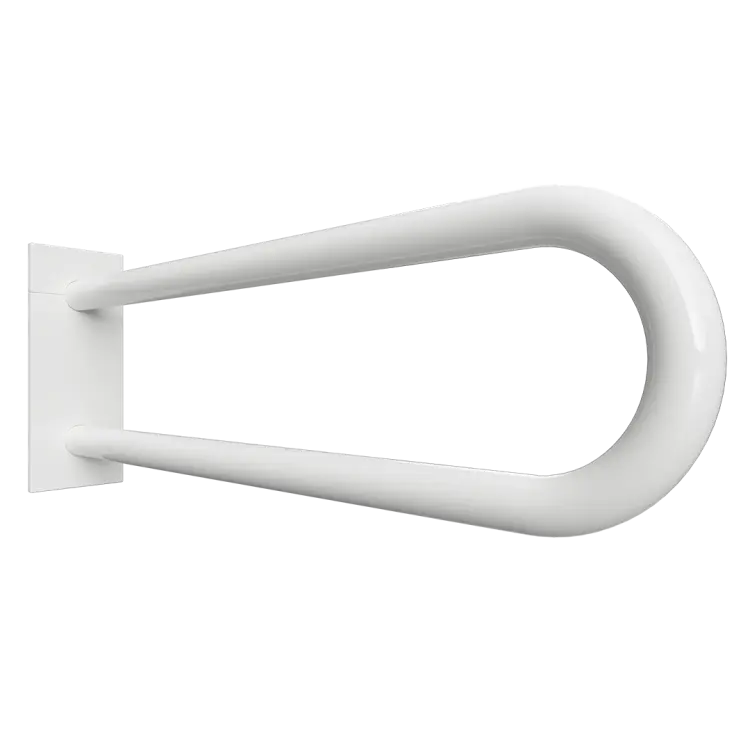 Poręcz łazienkowa w kształcie U 60cm z kołnierzem osłonowym biała 301707273