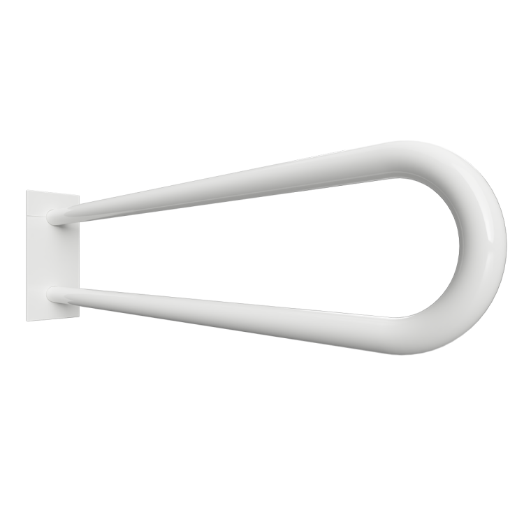 Poręcz łazienkowa w kształcie U 813 mm z kołnierzem osłonowym biała 301707463