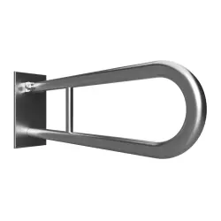 Poręcz łazienkowa składana  w kształcie U 813 mm  z kołnierzem osłonowym stal szczotkowana 301607472