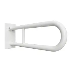 Poręcz łazienkowa składana  w kształcie U 900 mm  z kołnierzem osłonowym biała 301607333