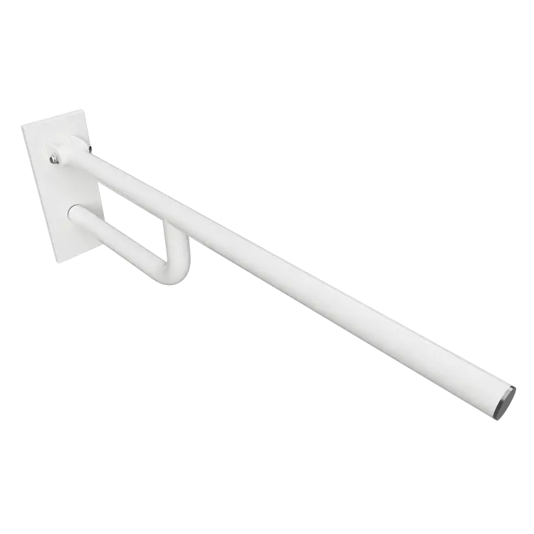 Poręcz łazienkowa składana 76 cm z kołnierzem osłonowym biała 301607093