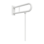 Poręcz łazienkowa składana w kształcie U 850 mm z nogą podporową z kołnierzem osłonowym biała 301307323N