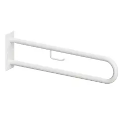 Poręcz łazienkowa składana w kształcie U 850 mm z uchwytem na papier  biała 301406324