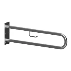 Poręcz łazienkowa w kształcie U 600 mm z uchwytem na papier  stal szczotkowana 301907272