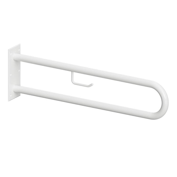 Poręcz łazienkowa w kształcie U 813 mm z uchwytem na papier biała 301907464