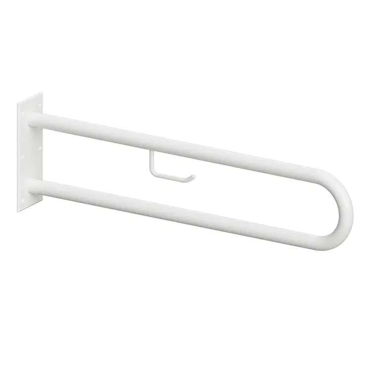 Poręcz łazienkowa w kształcie U 850 mm z uchwytem na papier biała 301907324