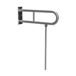 Poręcz łazienkowa składana w kształcie U 600 mm z nogą podporową  stal szczotkowana 301102072N