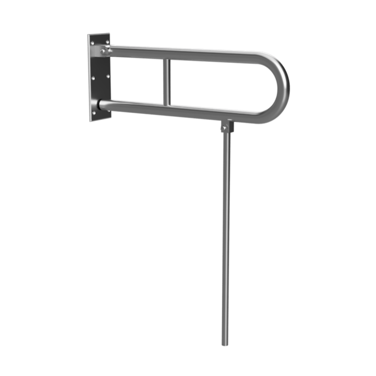 Poręcz łazienkowa składana w kształcie U 600 mm z nogą podporową stal szczotkowana 301102072N
