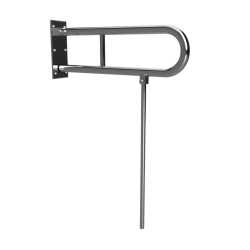 Poręcz łazienkowa składana w kształcie U 750 mm z nogą podporową stal szczotkowana 301606302N