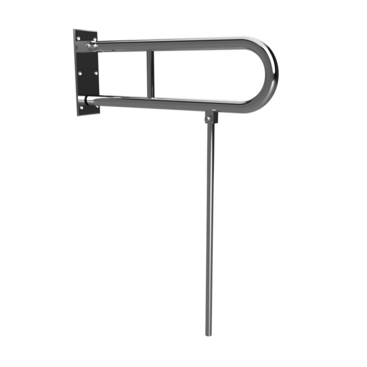 Poręcz łazienkowa składana w kształcie U 750 mm z nogą podporową stal szczotkowana 301606302N