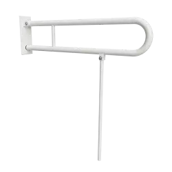Poręcz łazienkowa składana w kształcie U 850 mm z nogą podporową  biała 301606324N