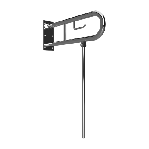Poręcz łazienkowa składana w kształcie U 850 mm z nogą podporową z uchwytem na papier stal szczotkowana 301406322N