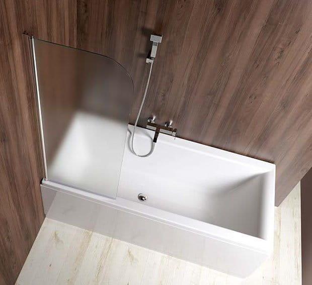 VILMA parawan wannowy 60x140cm, chrom, lewy, szkło brick AQ6018L