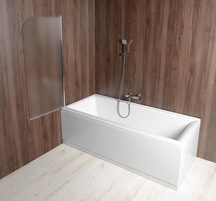 VILMA parawan wannowy 60x140cm, chrom, lewy, szkło brick AQ6018L
