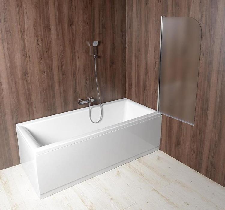 VILMA parawan wannowy 60x140cm, chrom, prawy, szkło brick AQ6018P