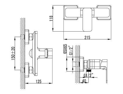 FACTOR bateria prysznicowa ścienna, chrom FC411