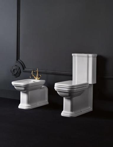 WALDORF Miska stojąca ceramiczna WC odpływ pionowy/poziomy 411701 w zestawie