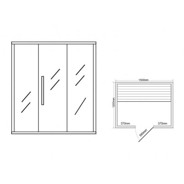 Riga Sauna fińska 3-osobowa 150 x 120 x 190 cm J60120 wymiary