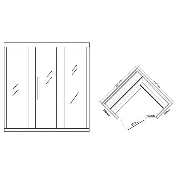 Tallinn Sauna finska sucha 3osobowa 150 x 150 x 200 cm J60150 wymiary