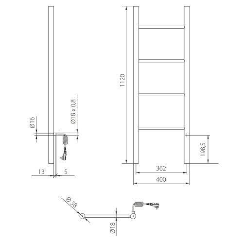 KARBO suszarka na ręczniki elektryczna, 400x1120 mm, 87 W, czarny mat KB904