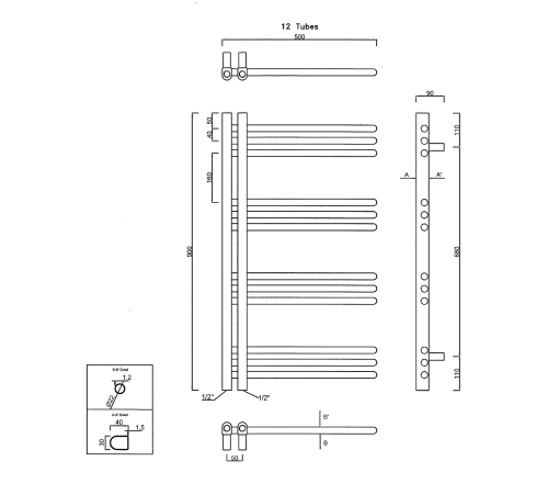 DORLION grzejnik 500x900mm, 301W,chrom 1130-10