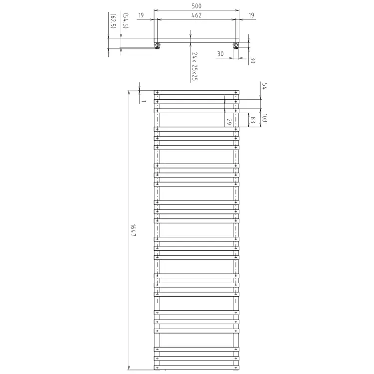 FANTINA grzejnik 500x1647mm, czarny mat IR515