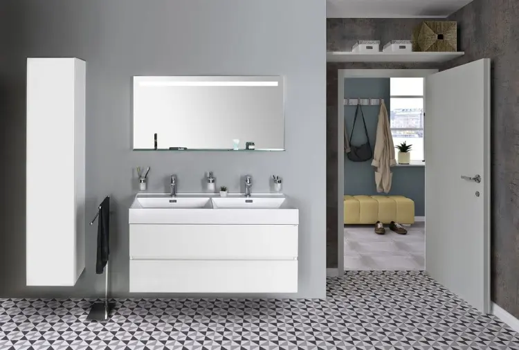 GODIVA umywalka podwójna kompozytowa 119x44cm, biała GU119