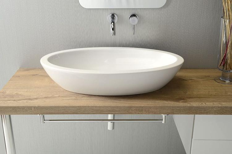 SISTEMA umywalka ceramiczna owalna bez przelewu 75x42cm, biała 10AR65075