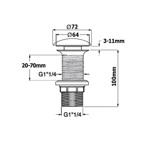 Korek umywalkowy 5/4“ klik-klak, ceramiczny grzybek, wys. 20-70mm, Maroon red 38TP0169I