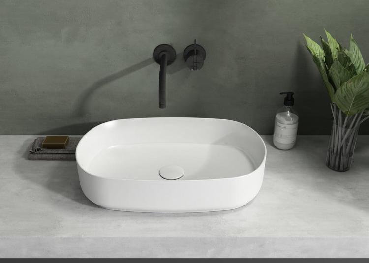 INFINITY OVAL umywalka ceramiczna nablatowa 55x36 cm, biały mat 10NF65055-2L