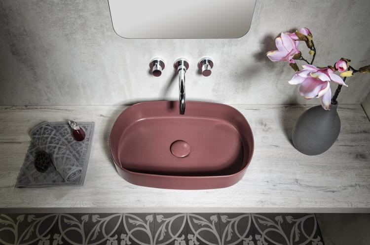 INFINITY OVAL umywalka ceramiczna nablatowa 55x36 cm, Maroon Red 10NF65055-2R