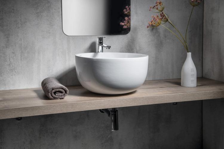 DOME umywalka ceramiczna nablatowa 45,5 cm, bez przelewu WH030
