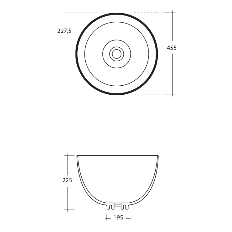 DOME umywalka ceramiczna nablatowa 45,5 cm, bez przelewu WH030