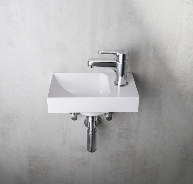 PICCOLINO umywalka kompozytowa, 30,8x10x17cm, bateria z prawej strony, biały PK30