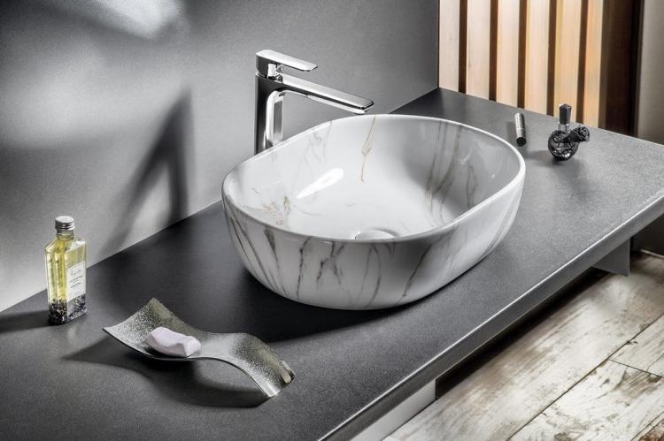 DALMA umywalka ceramiczna 59x14x42 cm, carrara MM417