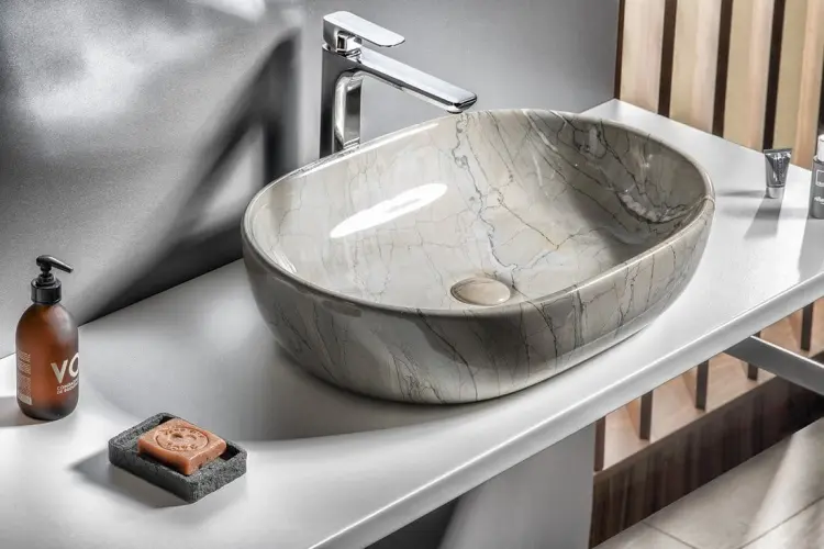 DALMA umywalka ceramiczna 59x14x42 cm, grigio MM413