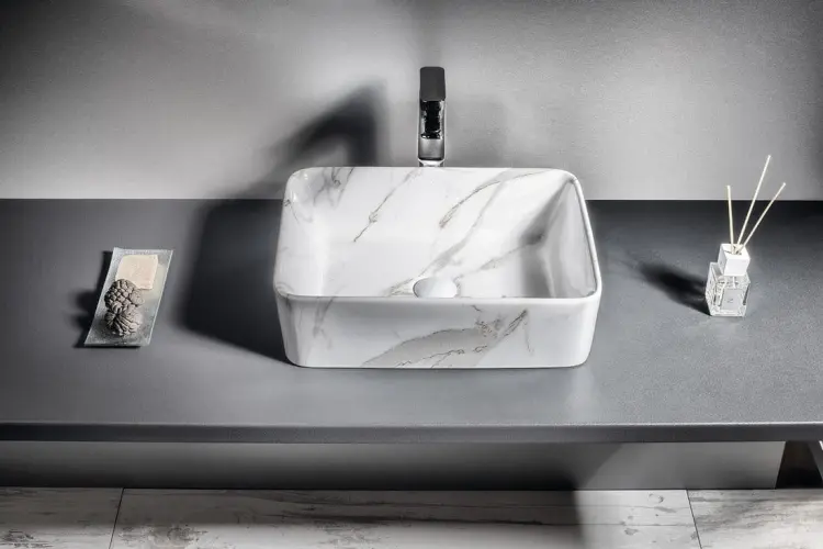 DALMA umywalka ceramiczna 48x13x38 cm, carrara MM517
