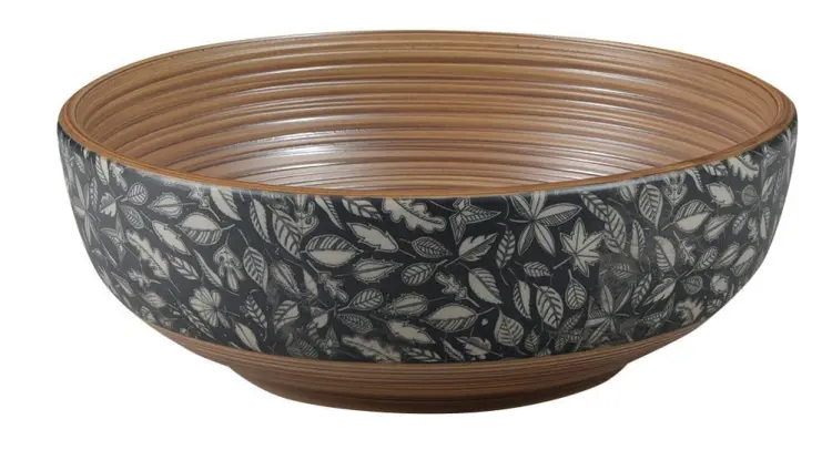 PRIORI umywalka ceramiczna, średnica 41 cm, 15 cm, brązowa z niebieskim wzorem PI023