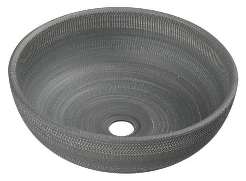 PRIORI umywalka ceramiczna, średnica 41 cm, 15 cm, szara ze wzorem PI024