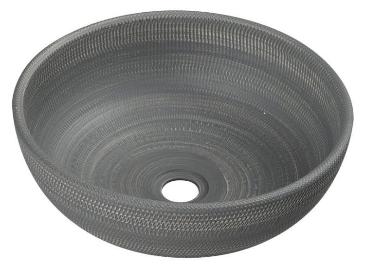 PRIORI umywalka ceramiczna, średnica 41 cm, 15 cm, szara ze wzorem PI024