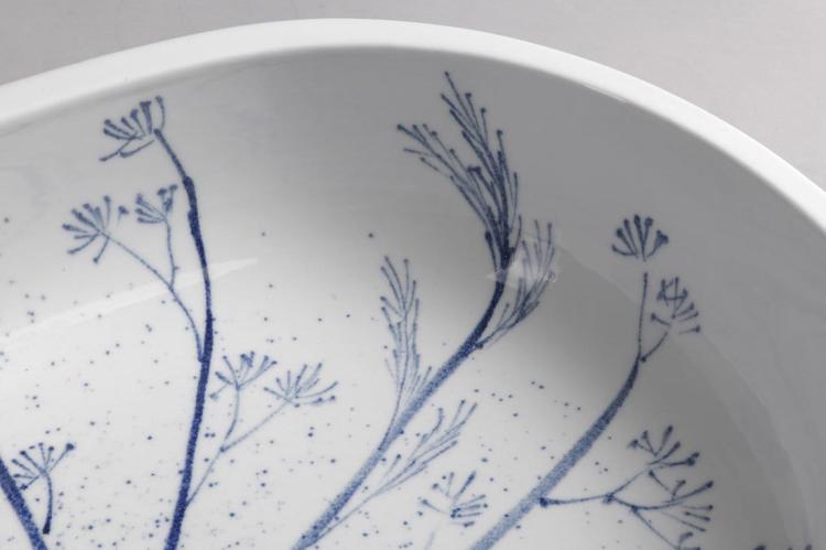 PRIORI umywalka ceramiczna, 60x13,5x40 cm, biała z niebieskim wzorem PI029
