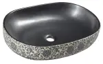 PRIORI umywalka ceramiczna, 60x13,5x40 cm, czarna z niebieskim wzorem  PI026