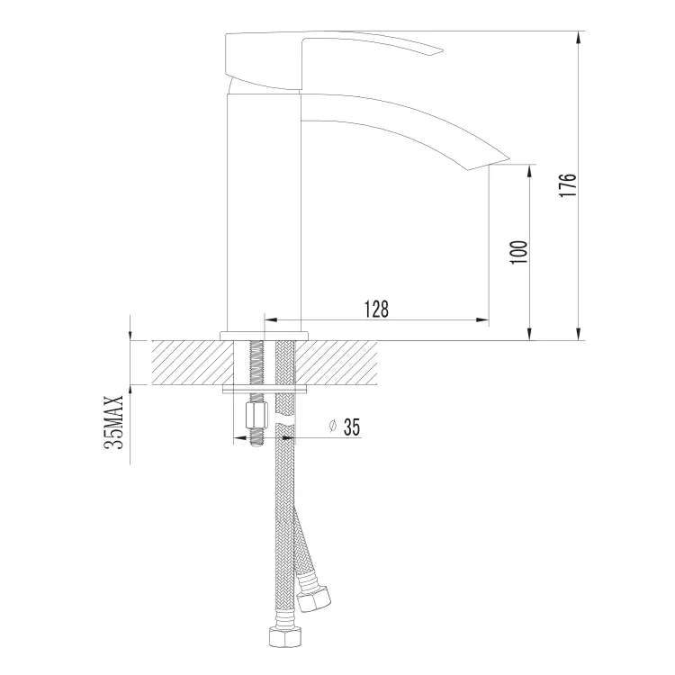 GINKO 35 bateria umywalkowa bez odpływu, czarny mat 1101-02B