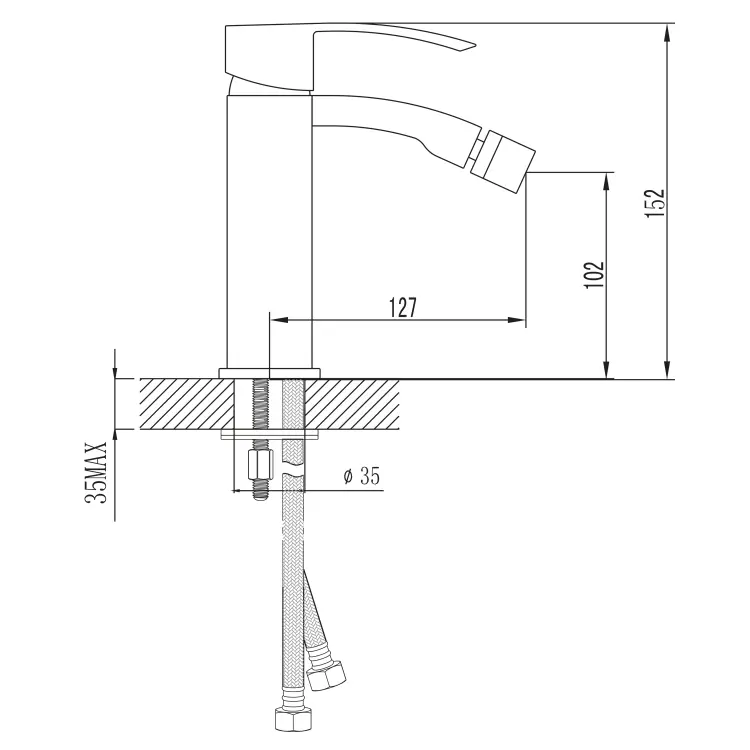 GINKO 35 bateria bidetowa bez odpływu, czarny mat 1101-03B