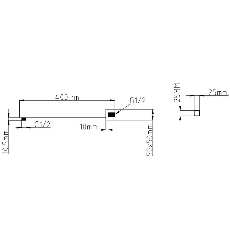 Ramię deszczowni ścienne 40 cm czarne matowe SL102