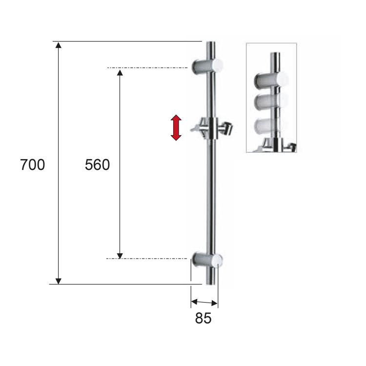 Drążek prysznicowy 70 cm czarny mat SC015