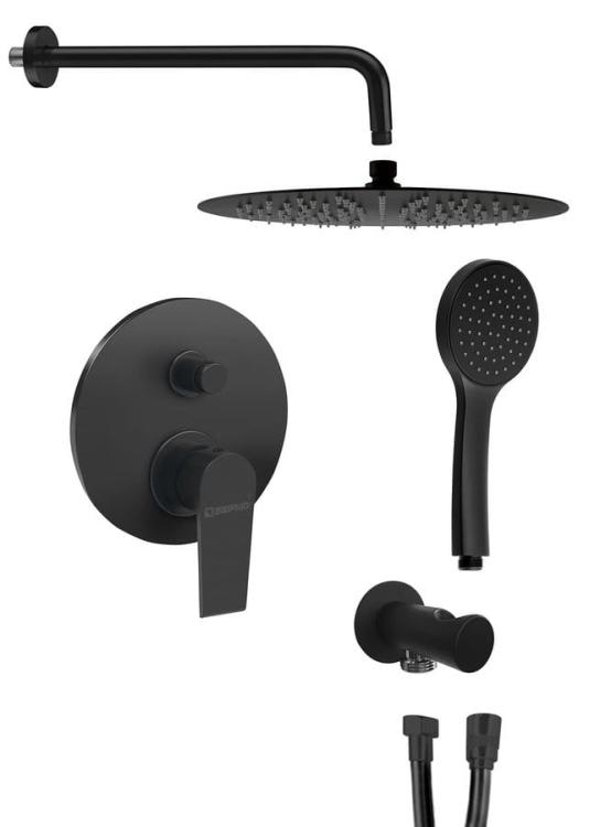 KAI zestaw prysznicowy podtynkowy z baterią podtynkową, 2 wyjścia, czarny KA42/15-01