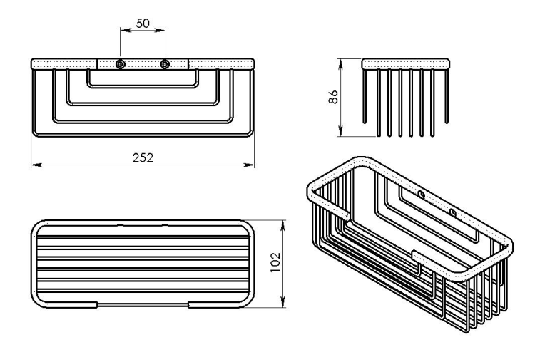 SMART półka, 252x86x102mm, czarny mat 2419-14