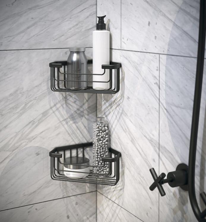 SMART półka narożna do kabiny prysznicowej, 200x80x151mm, czarny mat 2483-14